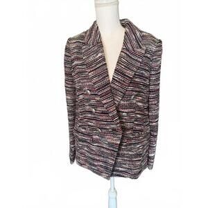 New Elie Tahari Multi-Color Tweed Double-Breasted Blazer, size 14